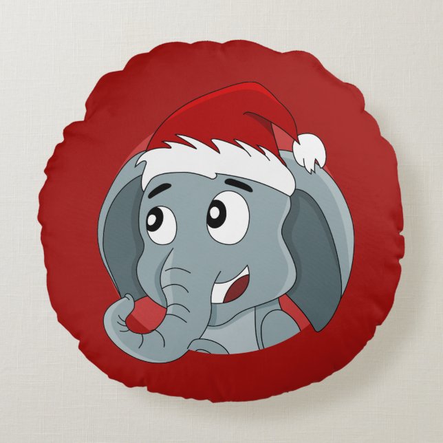 Caricature d'éléphant de Noël autour du coussin (Devant)