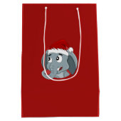 Caricature d'éléphant de Noël sac cadeau moyen (Dos)