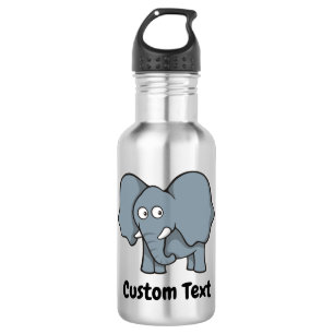 Caricature d'éléphant gris en inox bouteille d'eau