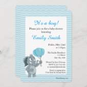 Caricature d'éléphant invitations baby showers (Devant / Derrière)
