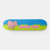 Caricature d'éléphant rose skateboard (Horz)