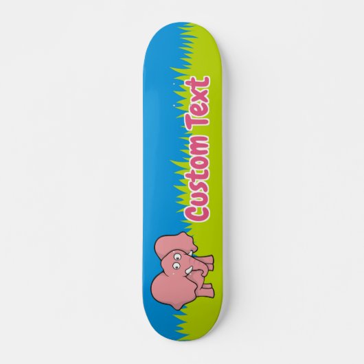 Caricature d'éléphant rose skateboard (Devant)