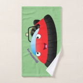 Caricature d'hovercraft rouge joyeux (Serviette à main)