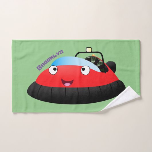 Caricature d'hovercraft rouge joyeux (Serviette à main)