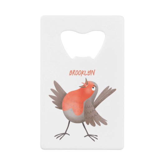 Caricature d'oiseau rouge chantant mignon (Devant)