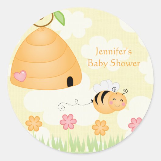 Caricature douce bumble abeille autocollant baby s (Devant)