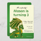 Caricature dragon anniversaire invitations à impri (Devant / Derrière)