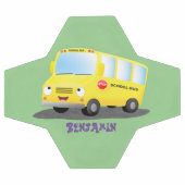 Caricature du bus scolaire jaune joyeux (Plat)