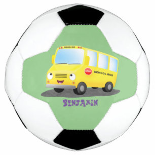 Caricature du bus scolaire jaune joyeux