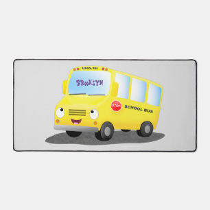 Caricature du bus scolaire jaune joyeux