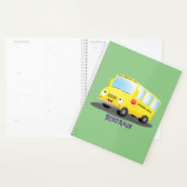 Caricature du bus scolaire jaune joyeux (Devant avec enveloppe)