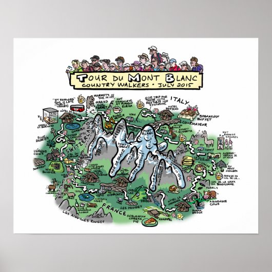 Caricature du Tour du Mont Blanc - affiche 20" x 1 (Devant)