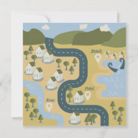 Caricature élégante paysage carte de voyage