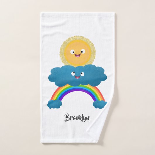 Caricature en arc-en-ciel du joyeux nuage de solei (Serviette à main)