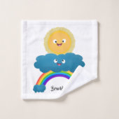 Caricature en arc-en-ciel du joyeux nuage de solei (Gant de toilette)