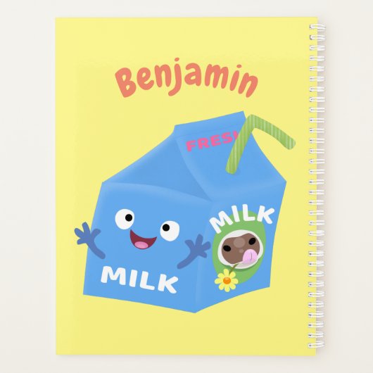 Caricature en carton de lait joyeux (Dos)