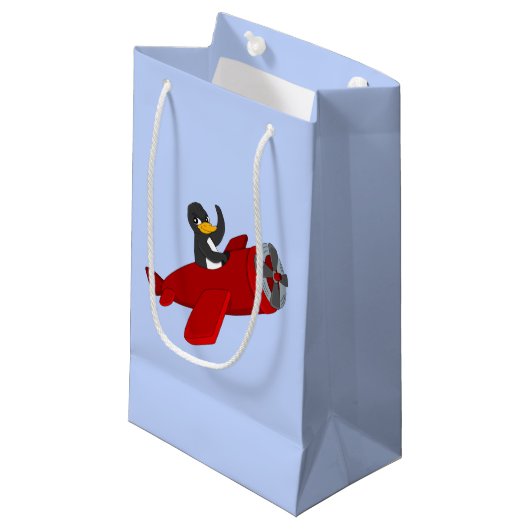 Caricature en pingouin volant petit sac cadeau (Devant Angle)