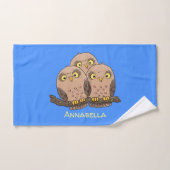 Caricature en trio de chouette (Serviette à main)