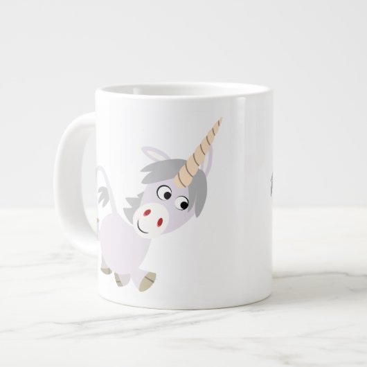 Caricature Facétitive mignonne Unicorn Jumbo Mug (Devant gauche)