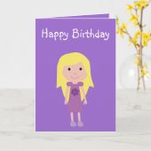 Caricature fille carte anniversaire idéal pour les (Fleur jaune)
