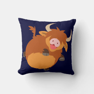 Caricature flottante mignonne Highland Cow Coussin