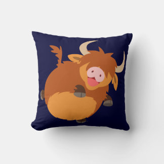 Caricature flottante mignonne Highland Cow Coussin