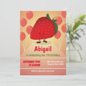 Caricature fraise Invitation Anniversaire (Debout devant)