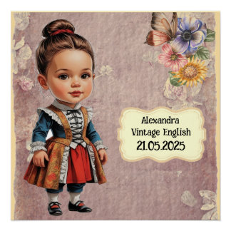 Caricature Girl dressed up  in Vintage English Perfect Poster