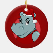 Caricature hippo de Noël ornement céramique (Dos)