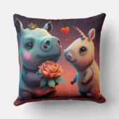 Caricature hippo de Saint Valentin oreiller à lanc (Verso)