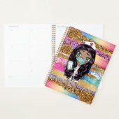 Caricature infirmière Parties scintillant arc-en-c (Devant avec enveloppe)