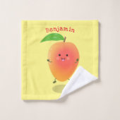 Caricature jaune mangue mignonne (Gant de toilette)