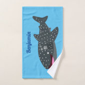 Caricature joli requin baleine joyeux (Serviette à main)