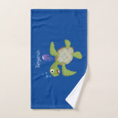 Caricature joyeuse de tortue de mer verte mignonne (Serviette à main)