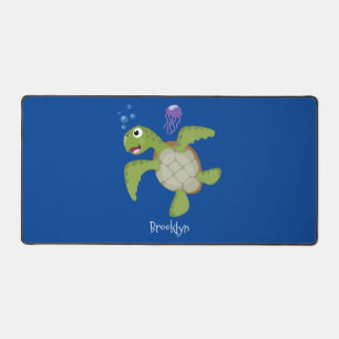 Caricature joyeuse de tortue de mer verte mignonne