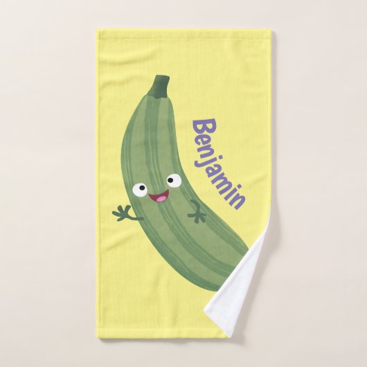 Caricature joyeux de courgettes mignonnes (Serviette à main)