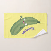 Caricature joyeux de courgettes mignonnes (Serviette à main)