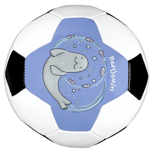 Caricature joyeux de phoque et de poisson bleu (Tourné)