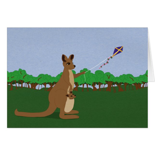 Caricature Kangaroos Flying a Kite (Devant horizontal)