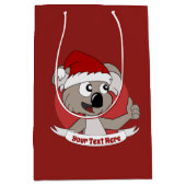 Caricature koala de Noël sac cadeau moyen (Devant)