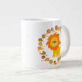 Caricature mignon Lion Mandala Jumbo Mug (Devant droit)