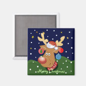 Caricature mignonne Aimant Ckristmas avec Rudolph (Recto/Verso)