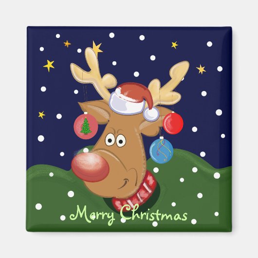 Caricature mignonne Aimant Ckristmas avec Rudolph (Devant)