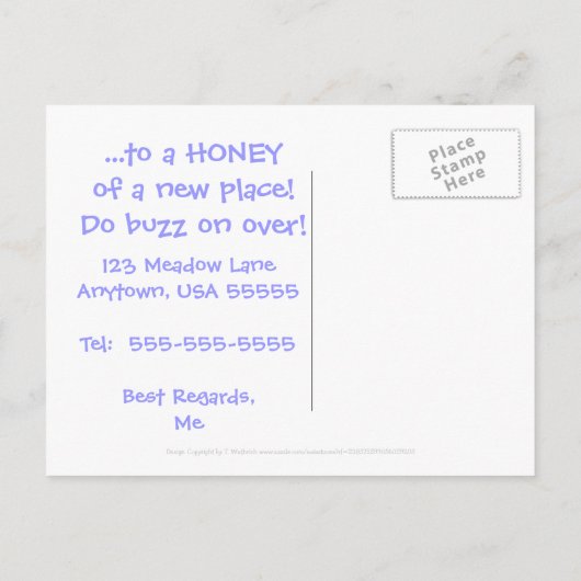 Caricature mignonne Bee Woman's Moving Faire-part (Dos)