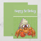 Caricature mignonne Crabe Hermite Carte d'annivers (Devant / Derrière)