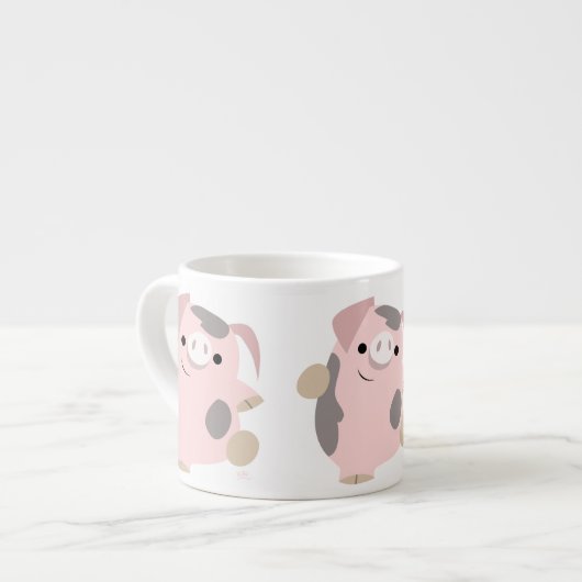 Caricature mignonne Danse Cochon Espresso Mug (Devant gauche)