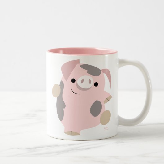 Caricature mignonne Danser Cochon Mug (Droit)