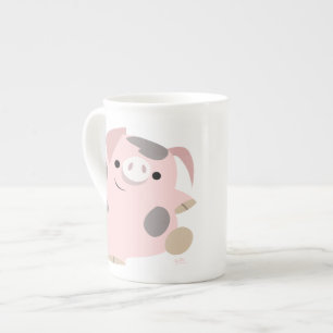 Caricature mignonne Danser Cochon Os Chine Mug