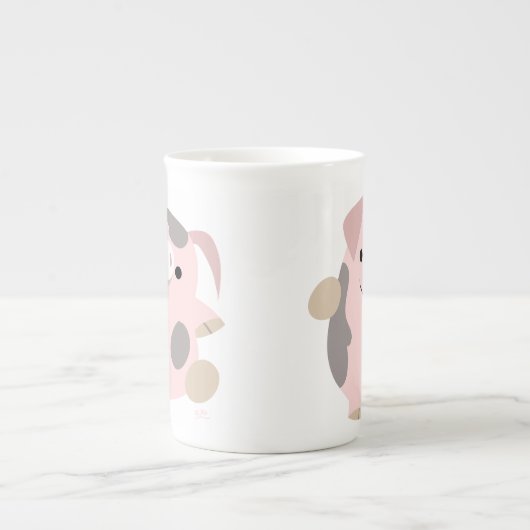 Caricature mignonne Danser Cochon Os Chine Mug (Devant)