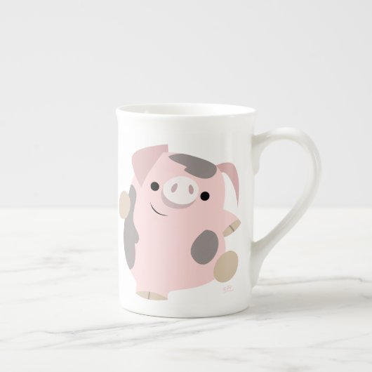 Caricature mignonne Danser Cochon Os Chine Mug (Droite)